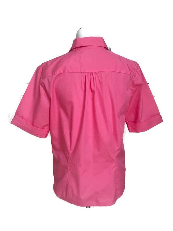 Vintage Talbots Womens Cotton Hot Pink Short Slee… - image 5