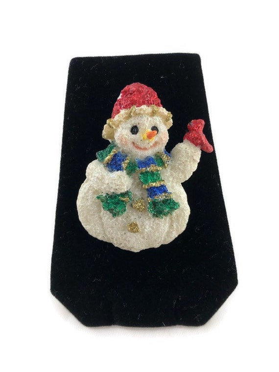 Vintage Resin Christmas Snowman Brooch Pin
