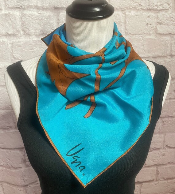 Vintage Vera Neumann Blue Scarf, Blue Scarf with … - image 1