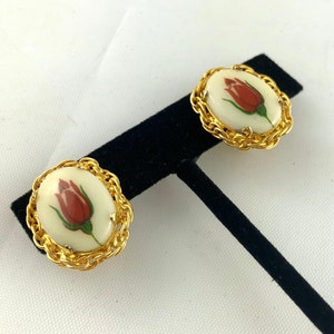 Vintage Victorian Style Rosebud Clip Earrings image 2