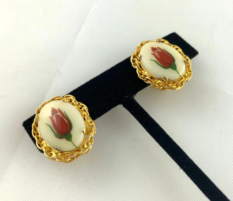 Vintage Victorian Style Rosebud Clip Earrings image 2