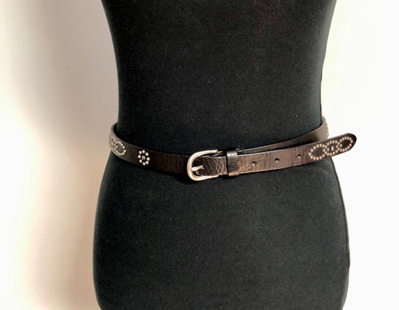 Vintage Womens Brown Leather Studded Waist Belt - image 3