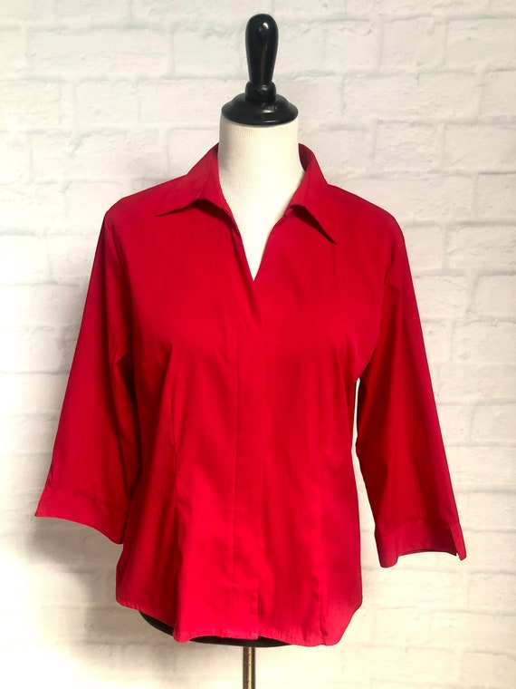 Vintage Fred Davis Womens Red 3/4 Length Sleeve Bu