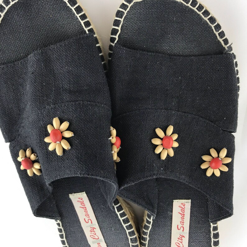 Vintage Summer Sandals 70s Sandals Cloth Sandals Rope | Etsy