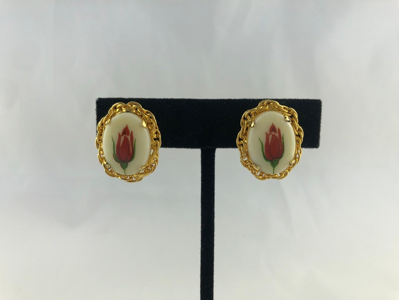 Vintage Victorian Style Rosebud Clip Earrings image 5