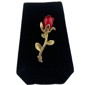 Vintage Red Rose Brooch, Flower Pin Brooch, Solitary Rose Pin, Gift of Love