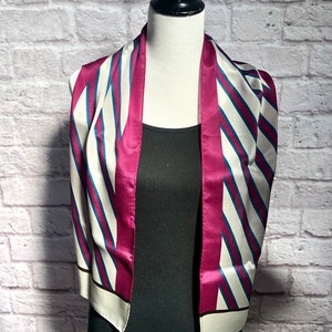 Vintage Ben Goodman and Son Long Purple and Gray Striped Silk Scarf image 6