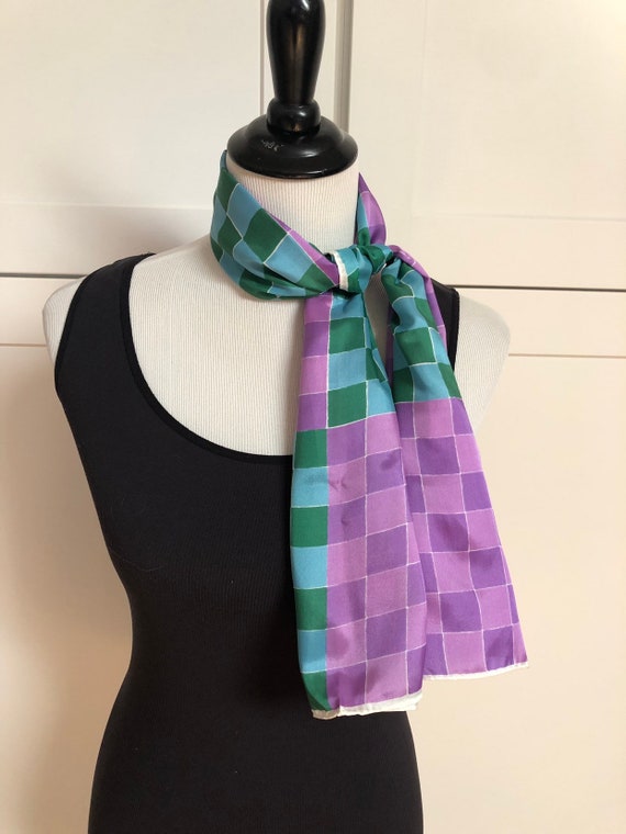 Vintage Purple Green and Blue Plaid Geometric Pri… - image 5