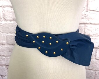 Vintage Samantha Dobkins Blue Leather Belt