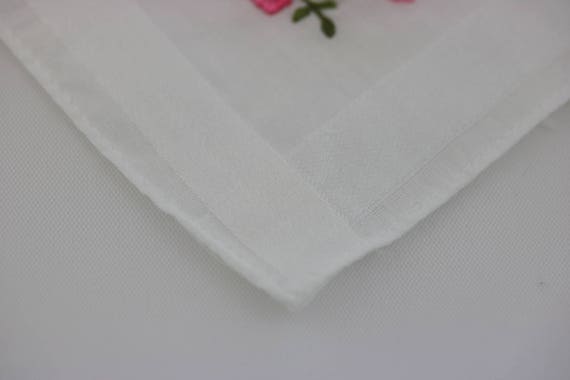 Vintage Embroidered Handkerchief, Pink Floral Han… - image 6