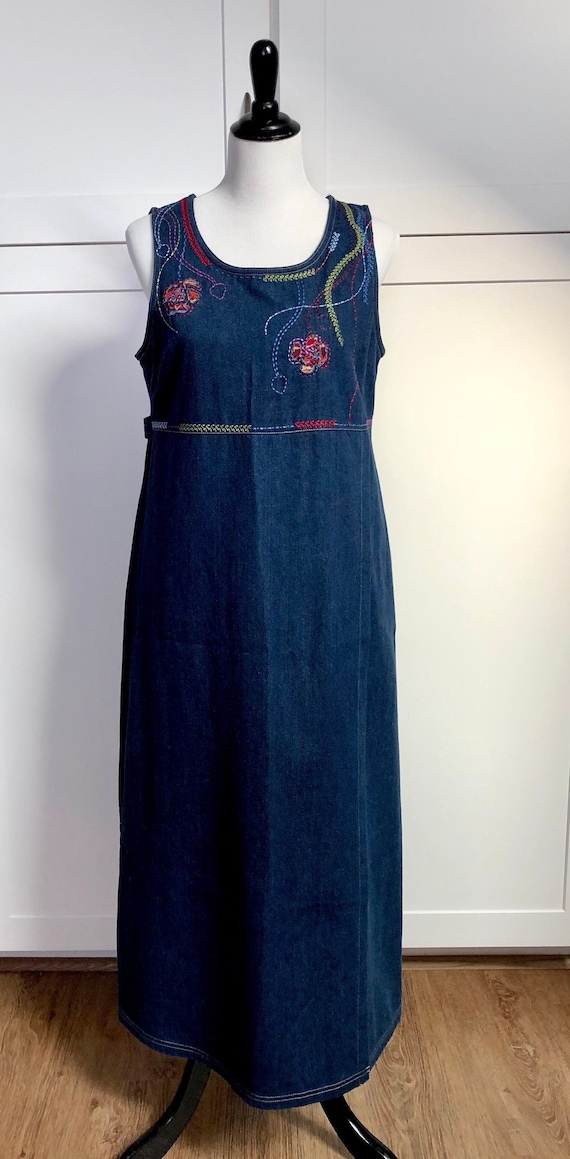 Vintage Embroidered Denim Jumper, Blue Jean Jumpe… - image 2