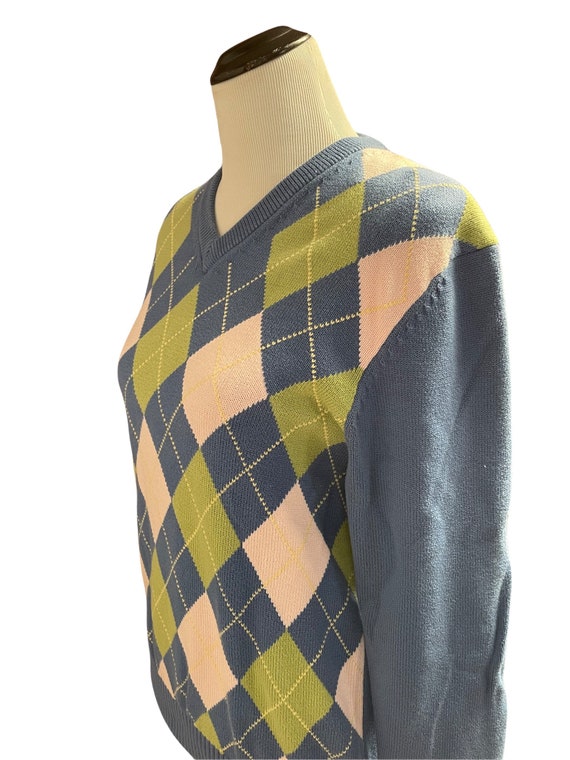 Vintage Womens Brooks Brothers 346, Blue Argyle V… - image 4