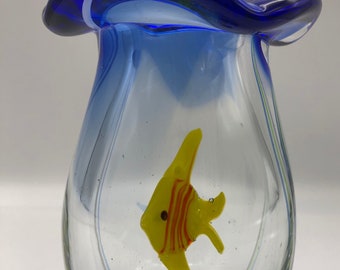 Fish Aquarium/Bowl Vase Fused Art Glass