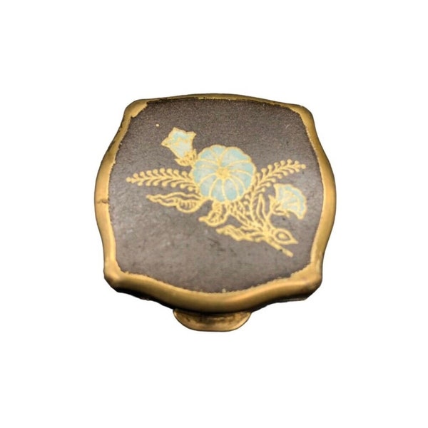 Stratton Vintage Pill Box Floral Front Design Marked On The Back