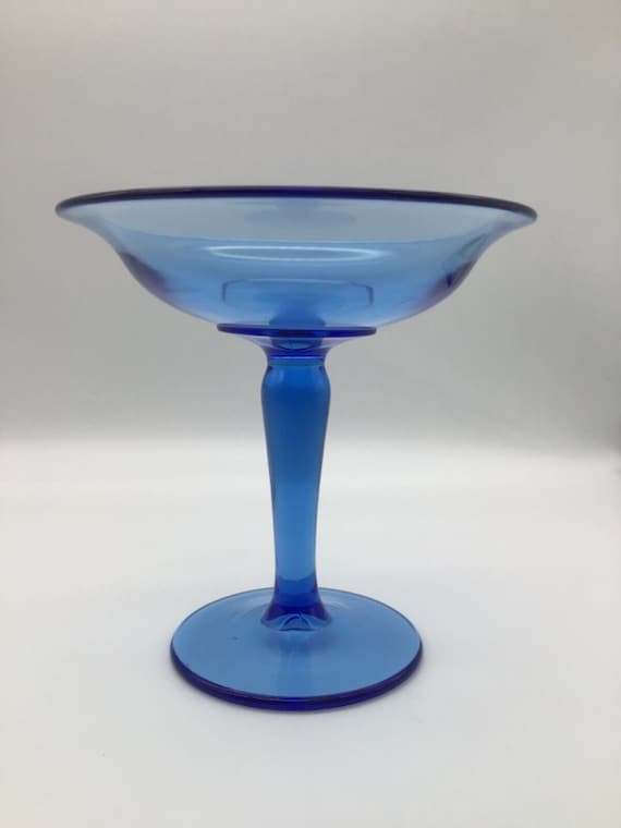 Paarspitze Glas Co Blau Kompottschale Nr. A294 Maganese Glow 6 Zoll