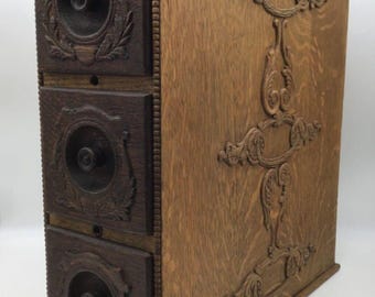 Singer Sewing Machine Storage Vintage/Antique Wooden Ornate Set Of 3 Drawers
