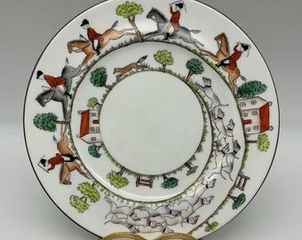 Crown Staffordshire benporslin England jakthästar scen 8 tum salladstallrik