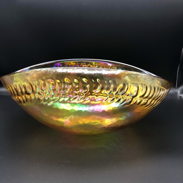 Yalos Casa Murano Iridescent Large Gold Bowl Unique Shape