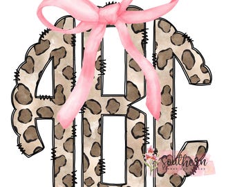 Leopard and Pink Monogram, Digital Download, Sublimation, Leopard and Coquette Bow Monogram png, dtf, INSTANT DOWNLOAD