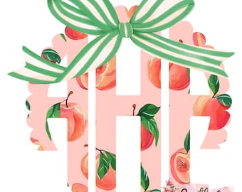 A Peach a Day Monogram, Digital Download, Sublimation, Peach and Coquette Bow Monogram png, dtf, INSTANT DOWNLOAD