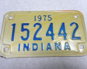 1975 Motorcycle Indiana License Plate