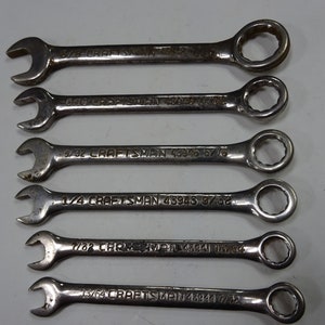 Six Vintage Craftsman Small Combination Wrenches 13/64&quot; to 7/16&quot;