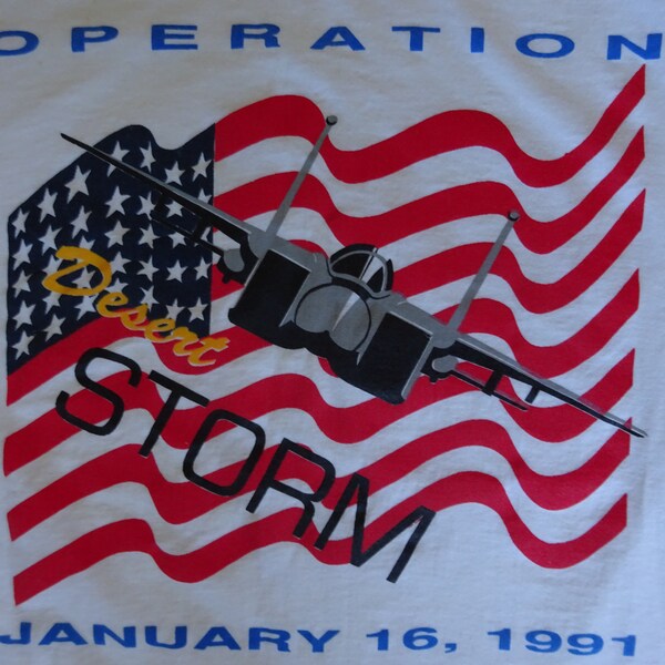 Vintage Operation Desert Storm January 16, 1991 L T-shirt Made USA Clean SALE