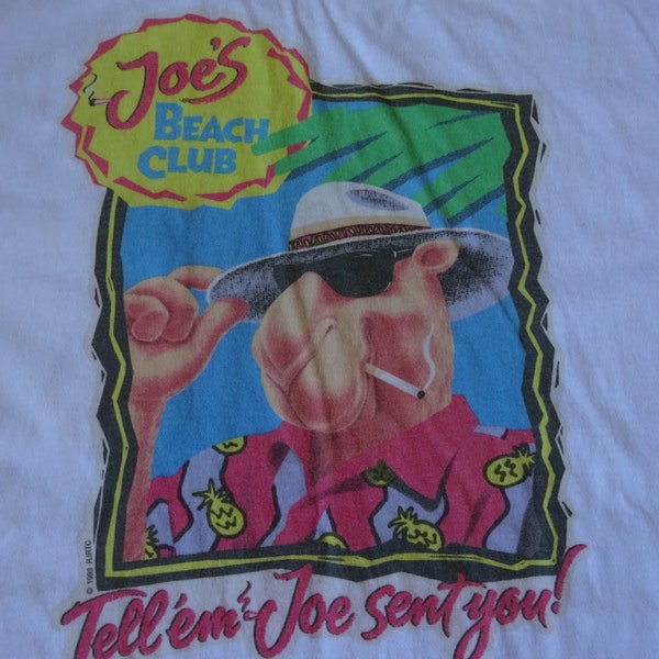 vintage 1994 Smokin Joe’s Beach Club Camel Cigarette Promo XL T-shirt Made USA Clean