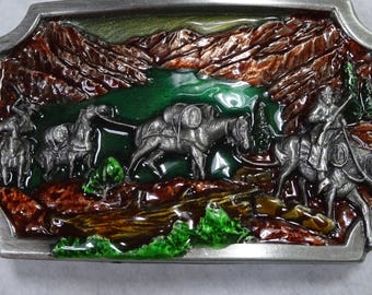 Vintage 1983 Siskiyou Gold Rush Prospectors Belt Buckle: Embossed Detailed