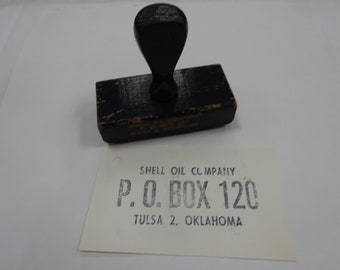 Antique Vintage Large Shell Oil Company Hand Stamp Tulsa Oklahoma