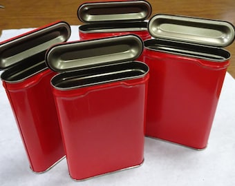 Four Vintage M-T Red Pocket Tins 1-5/8 OZ