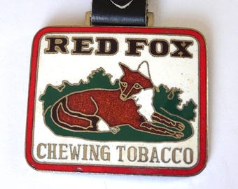 Vintage Red Fox Chewing Tobacco Pocket Watch Fob with Strap