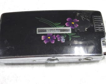 Vintage Ronson Pal Cigarette Case & Lighter Painted Art Deco Mauschen engraved