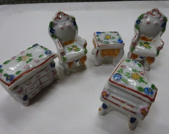 Occupied Japan Porcelain Dollhouse Furniture Lot of 5