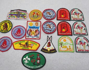 Vintage BSA 1970's Boy Scouts Sagamore Council Camps Indiana Patch Lot 17 each