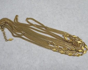 Vintage Monet MCM Gold Triple Long Chain Necklace
