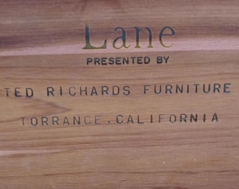 Vintage Small LANE Cedar Box Advertising Richards Furniture Torrance, California