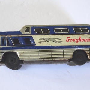 Vintage 4-1/2 Inch Tin Greyhound Friction Bus Made in Japan