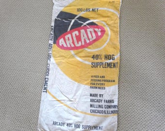 Vintage Arcady Farms Feed Cloth Sack 100lb Chicago, Illinois