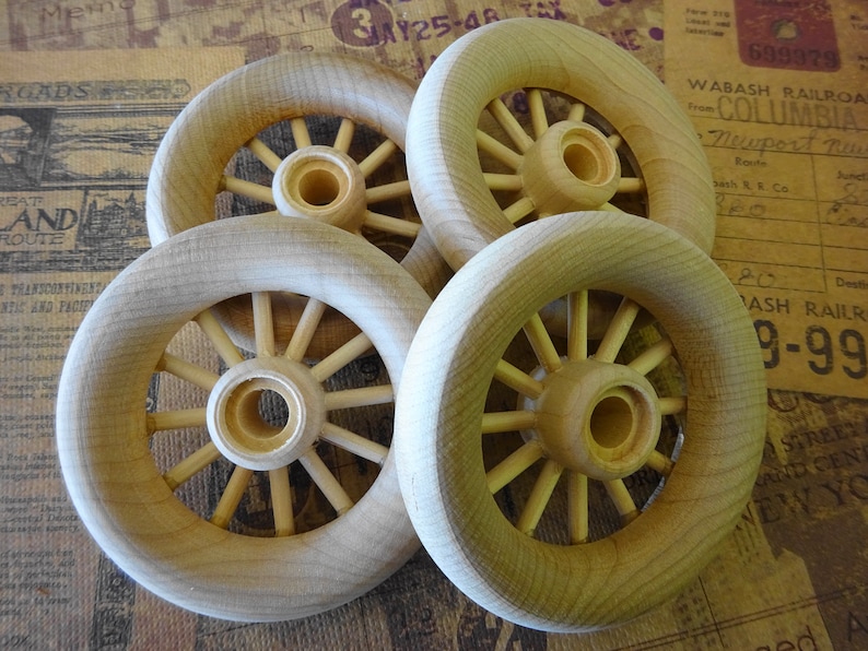 Vintage Craft Model Set of 4 Wood Spoke Wheels 23/4 Etsy