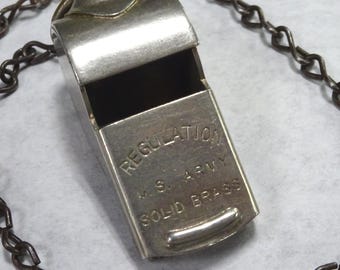 US Army Regulation Brass Whistle - 1940s Military Issue Whistle
