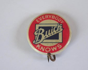 Vintage "Everybody Knows Buick" Automotive Celluloid Pinback Button Pin