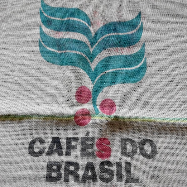 Vintage Burlap CafeS Do Brazil Coffee Heavy Duty Sack