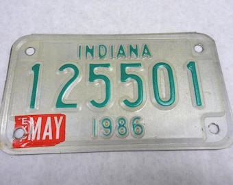 1986 Motorcycle Indiana License Plate