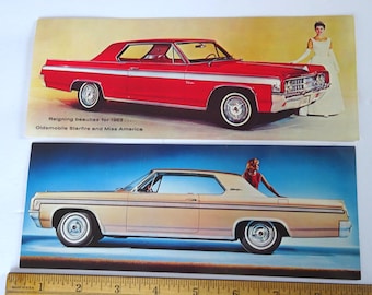 2 Vintage 1963 9" x 3-1/2" Oldsmobile Starfire Post Cards Lot of 2