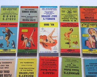 15 Vintage Risque Girlie Pin Up Matchbook Cover Oil/Gas, Service Station, Diners Plus