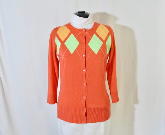 argyle cardigan sweater