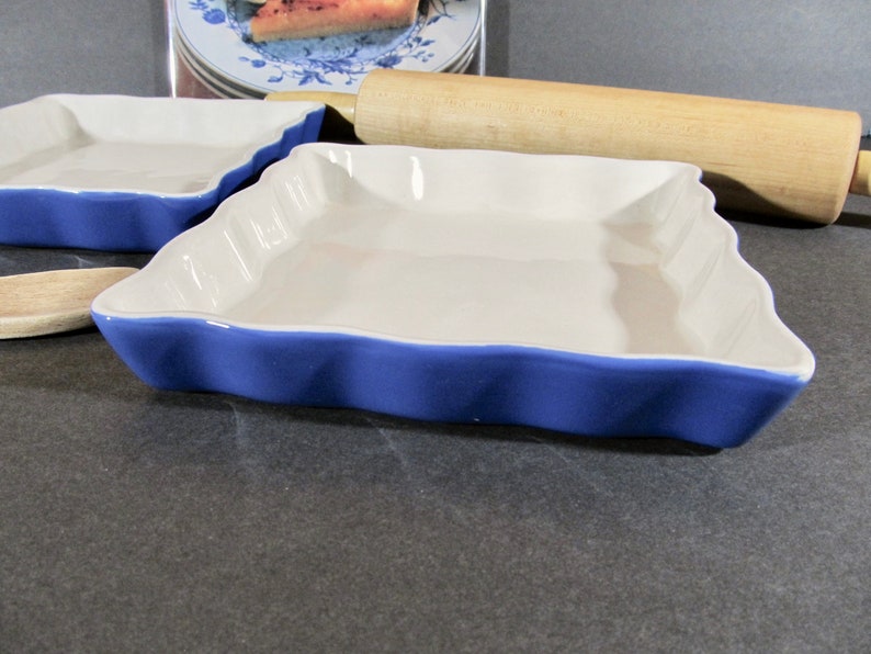Set of 2 Square Scalloped Wavy Edge Tart Ceramic Baking Dishes Etsy