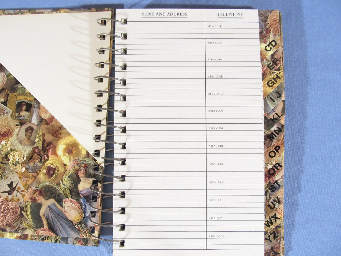 Victorian Style Hardcover Spiral Address Book with Tab Etsy