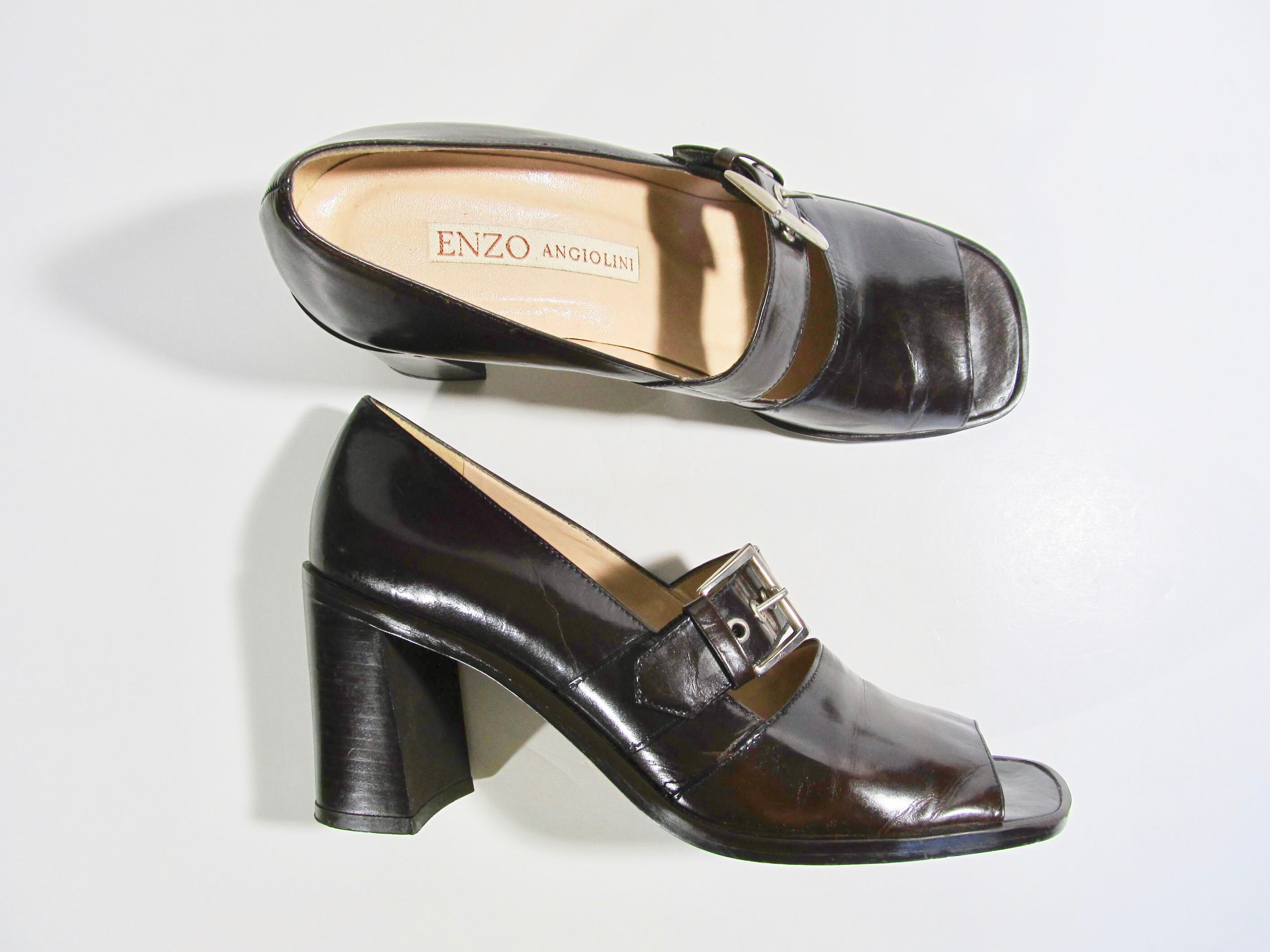 enzo angiolini peep toe heels